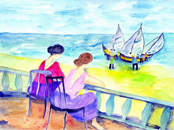 femme au balcon3.JPG - Station balnaire